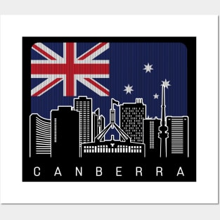 Canberra Australia Skyline Australian Flag Posters and Art